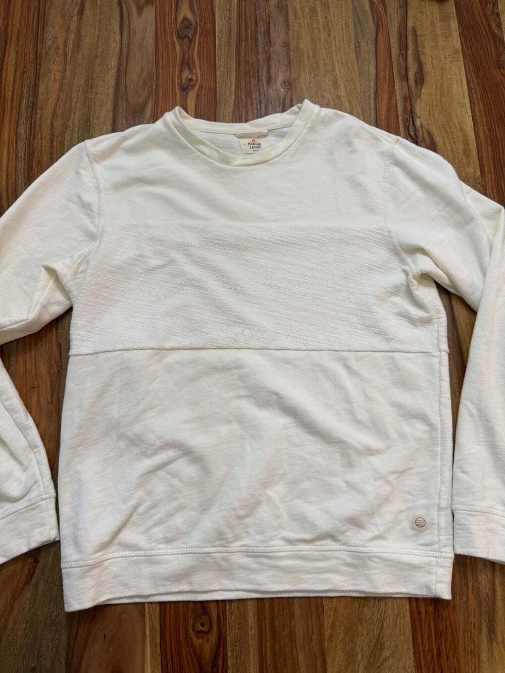 Marine Layer Reverse Fleece Crewneck Sweatshirt White Size Medium